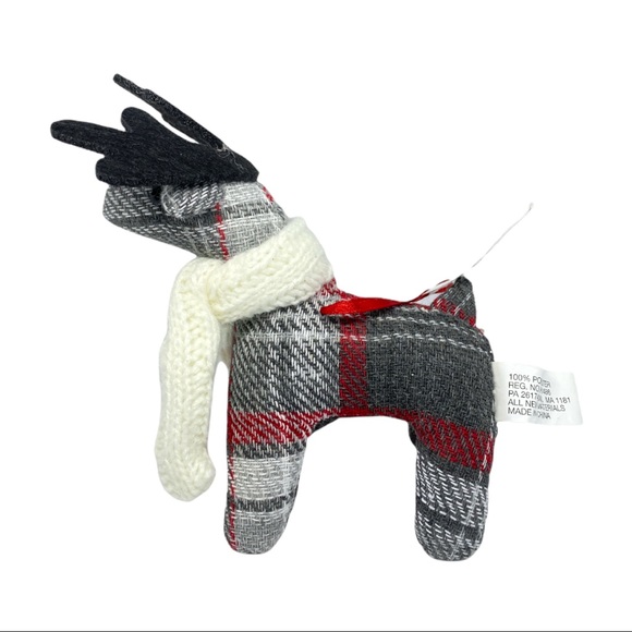 Holiday Lane Plaid Fabric Deer Ornament For Christmas Tree - Picture 4 of 5